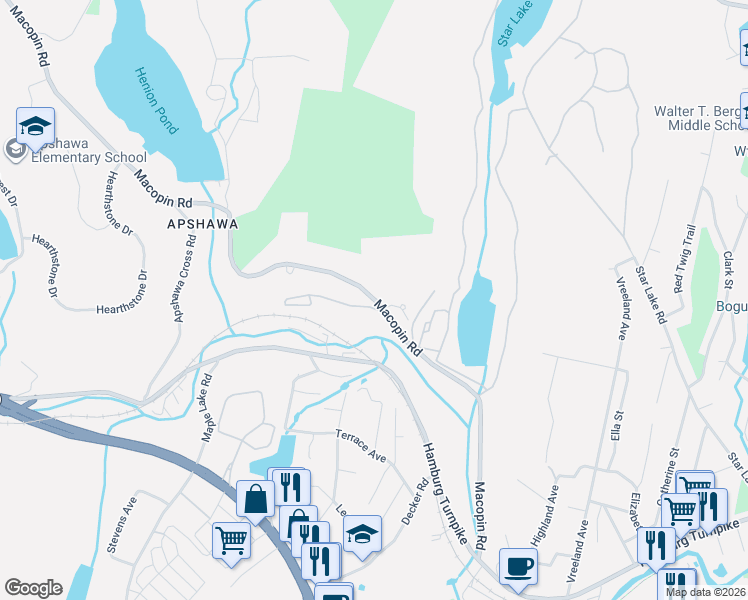 map of restaurants, bars, coffee shops, grocery stores, and more near 289 Macopin Road in Bloomingdale