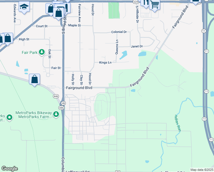 map of restaurants, bars, coffee shops, grocery stores, and more near in Canfield