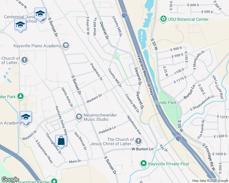 map of restaurants, bars, coffee shops, grocery stores, and more near 1303 Appaloosa Avenue in Kaysville
