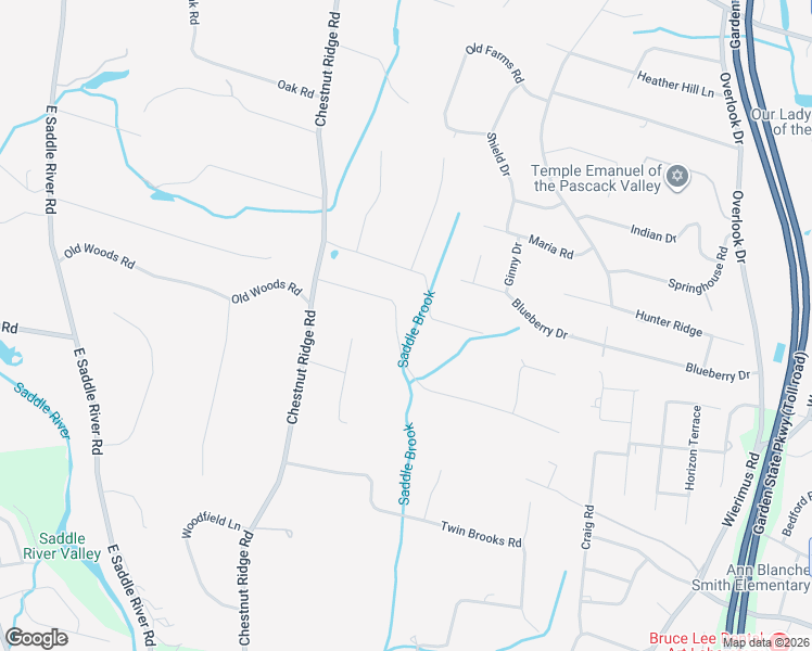 map of restaurants, bars, coffee shops, grocery stores, and more near 8 Glenwood Drive in Saddle River