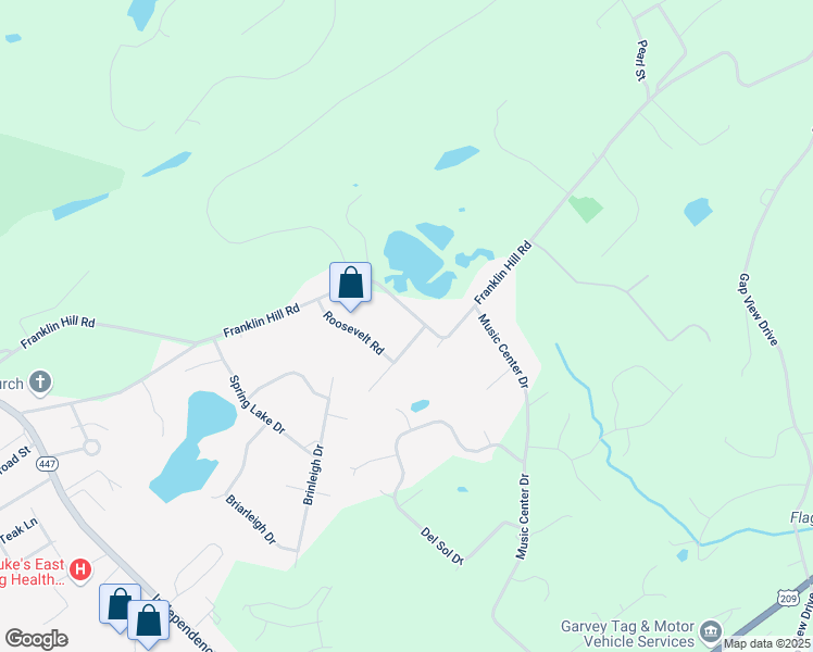 map of restaurants, bars, coffee shops, grocery stores, and more near 5830-5840 Franklin Hill Road in East Stroudsburg