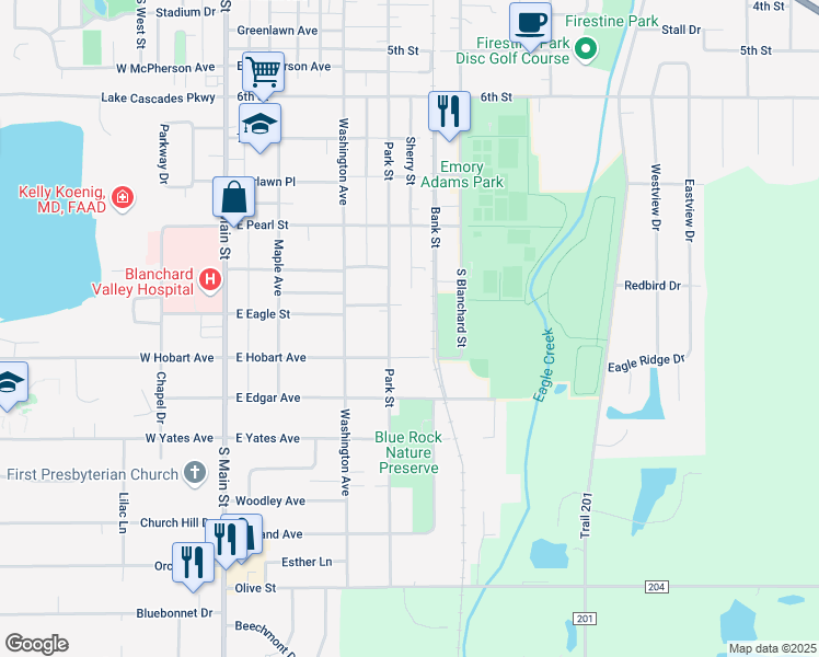 map of restaurants, bars, coffee shops, grocery stores, and more near 2001 Park Street in Findlay