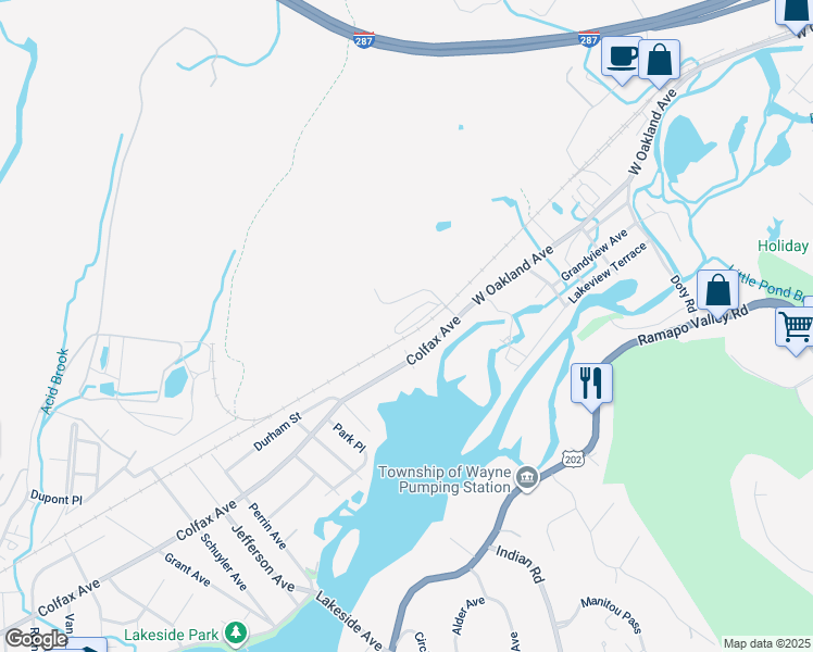 map of restaurants, bars, coffee shops, grocery stores, and more near 100 Pierson Miller Drive in Pompton Lakes