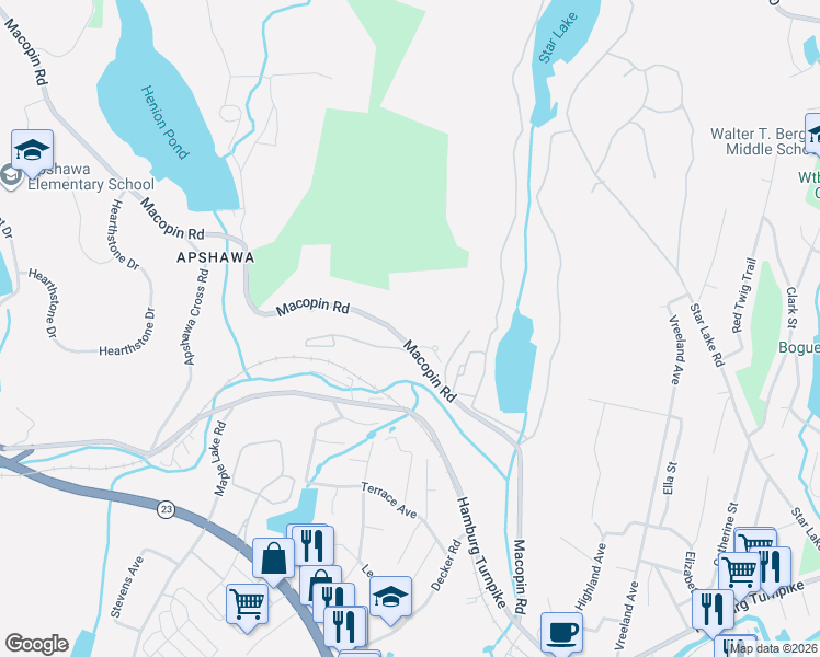 map of restaurants, bars, coffee shops, grocery stores, and more near 24 Mountain Ridge Road in Bloomingdale
