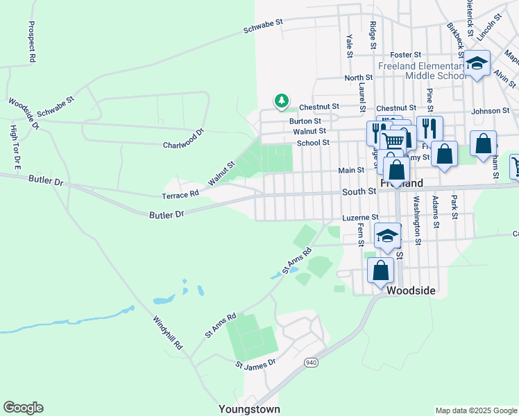 map of restaurants, bars, coffee shops, grocery stores, and more near 6 Forest Avenue in Freeland