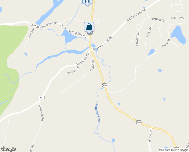 map of restaurants, bars, coffee shops, grocery stores, and more near 3 Tallyho Lane in Newton