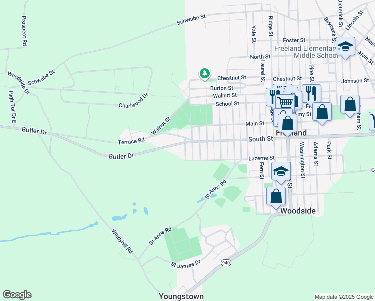 map of restaurants, bars, coffee shops, grocery stores, and more near 6 Forest Avenue in Freeland