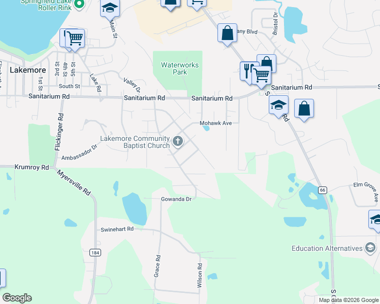 map of restaurants, bars, coffee shops, grocery stores, and more near 2783 Ithica Avenue in Akron