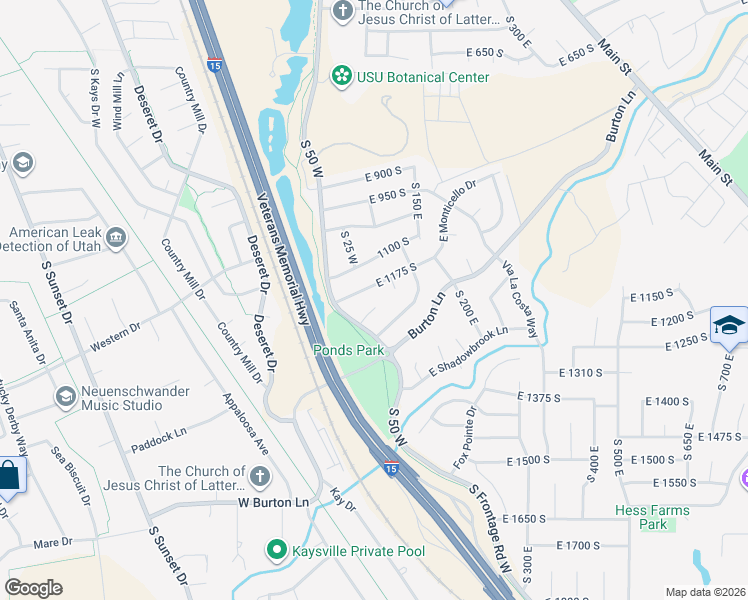 map of restaurants, bars, coffee shops, grocery stores, and more near 10 West 1200 South in Kaysville