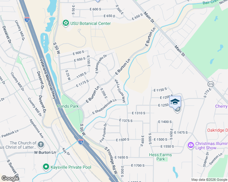 map of restaurants, bars, coffee shops, grocery stores, and more near 1133 Via La Costa Way in Kaysville