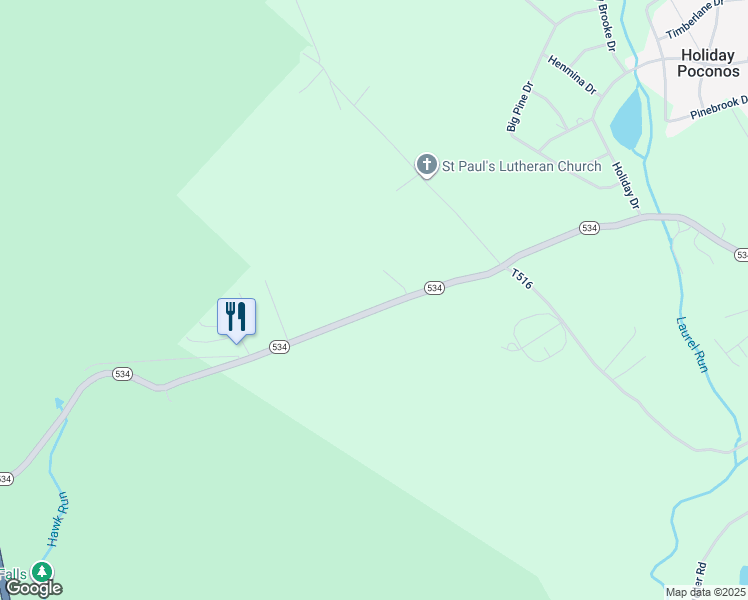 map of restaurants, bars, coffee shops, grocery stores, and more near 2556 Pennsylvania 534 in Albrightsville