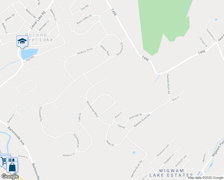 map of restaurants, bars, coffee shops, grocery stores, and more near 798 Gregory Court in Stroudsburg