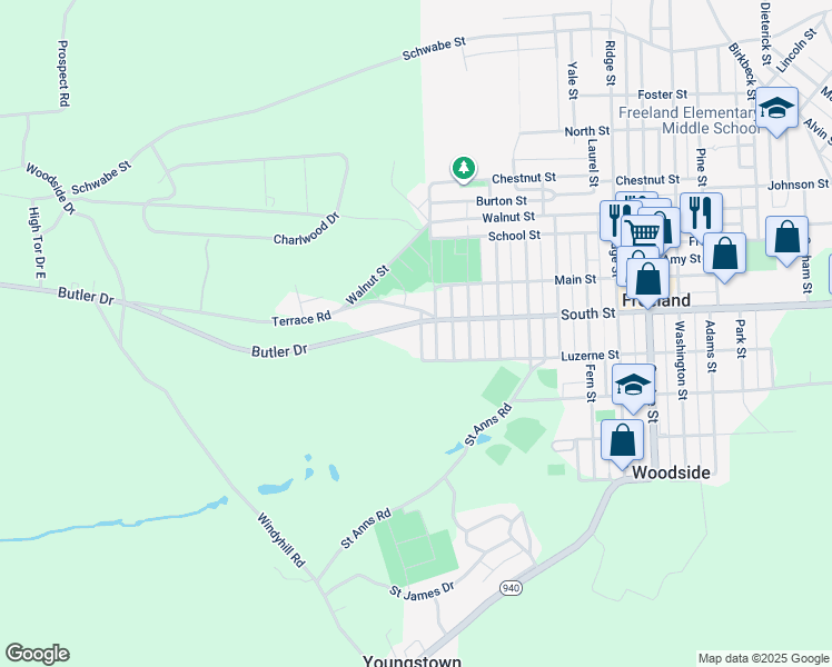 map of restaurants, bars, coffee shops, grocery stores, and more near 3 Forest Avenue in Freeland