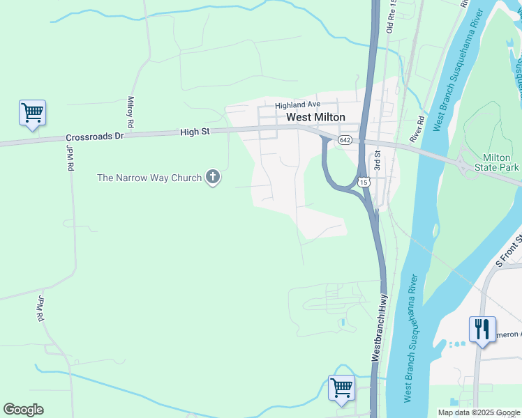 map of restaurants, bars, coffee shops, grocery stores, and more near in New Columbia