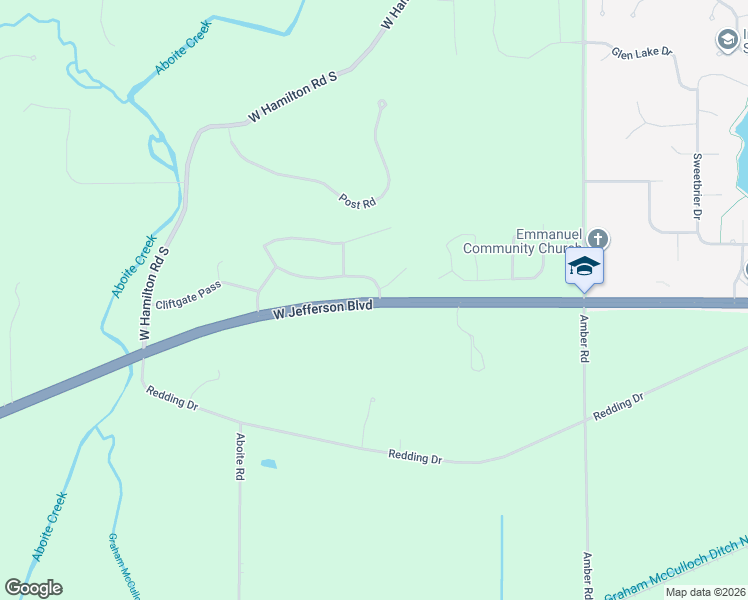 map of restaurants, bars, coffee shops, grocery stores, and more near 13100 West Jefferson Boulevard in Fort Wayne