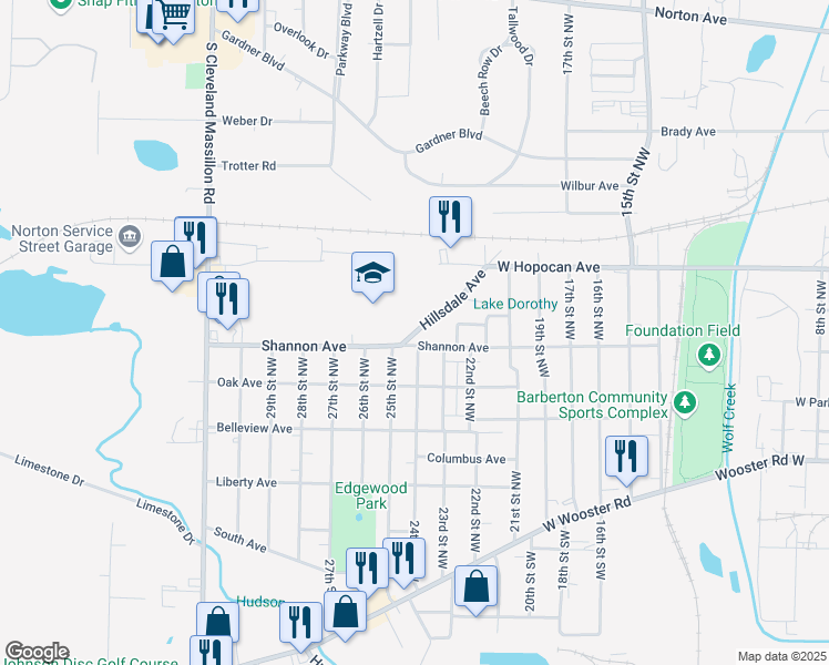 map of restaurants, bars, coffee shops, grocery stores, and more near 294 Hillsdale Avenue in Norton