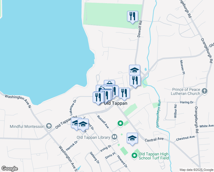 map of restaurants, bars, coffee shops, grocery stores, and more near 18 Park Ave in Old Tappan