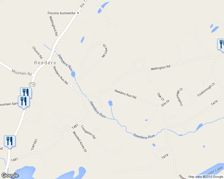 map of restaurants, bars, coffee shops, grocery stores, and more near Hay Road in Stroudsburg