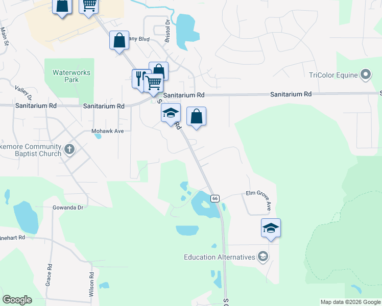map of restaurants, bars, coffee shops, grocery stores, and more near 1959 Canton Road in Akron