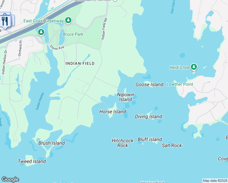 map of restaurants, bars, coffee shops, grocery stores, and more near 545 Indian Field Road in Greenwich