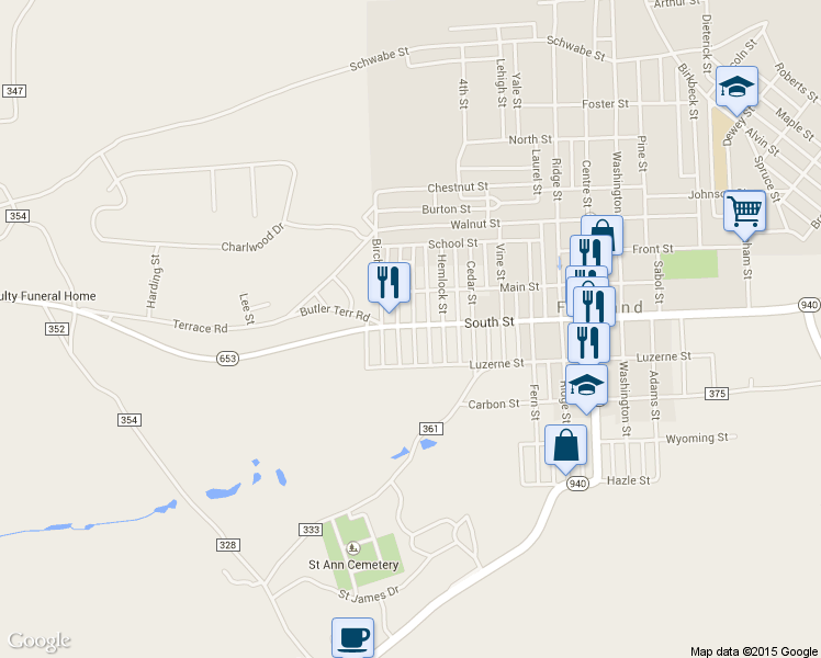 map of restaurants, bars, coffee shops, grocery stores, and more near 434 Green Street in Freeland