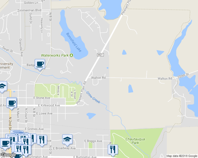 map of restaurants, bars, coffee shops, grocery stores, and more near 1207 Walton Road in Fairfield