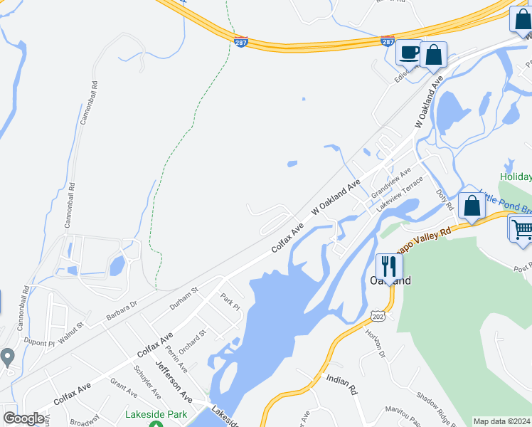 map of restaurants, bars, coffee shops, grocery stores, and more near 100 Pierson Miller Drive in Pompton Lakes