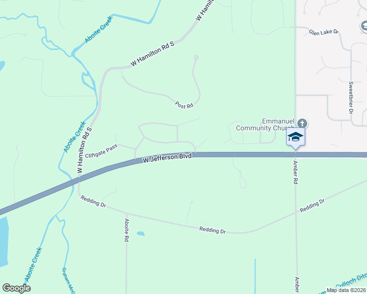 map of restaurants, bars, coffee shops, grocery stores, and more near 13100-13400 West Jefferson Boulevard in Fort Wayne