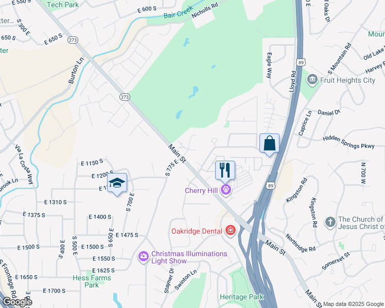 map of restaurants, bars, coffee shops, grocery stores, and more near 960 East Par Three Circle in Fruit Heights