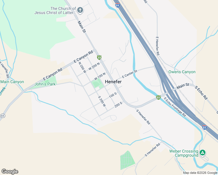 map of restaurants, bars, coffee shops, grocery stores, and more near 25 West Center Street in Henefer