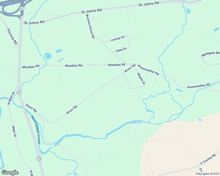 map of restaurants, bars, coffee shops, grocery stores, and more near 157 Knorr Road in Drums