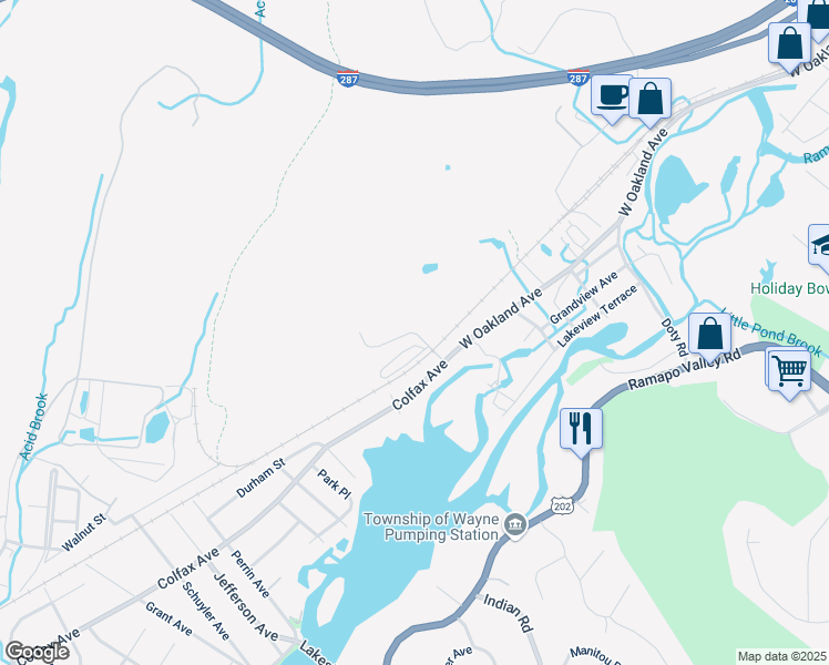 map of restaurants, bars, coffee shops, grocery stores, and more near 100 Pierson Miller Drive in Pompton Lakes