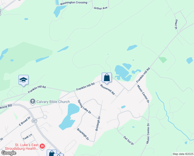 map of restaurants, bars, coffee shops, grocery stores, and more near 6143 Franklin Hill Road in East Stroudsburg