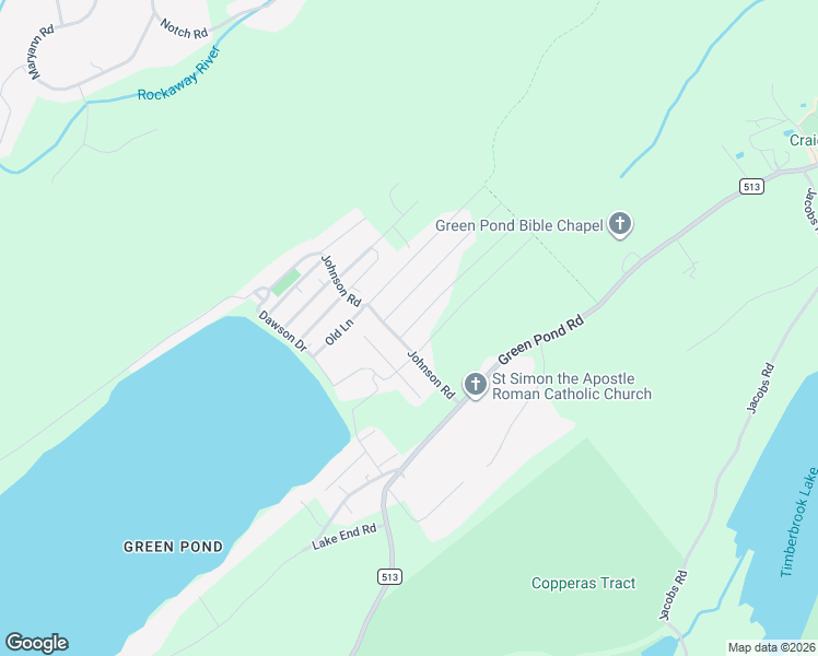 map of restaurants, bars, coffee shops, grocery stores, and more near 18 Johnson Road in Morris County