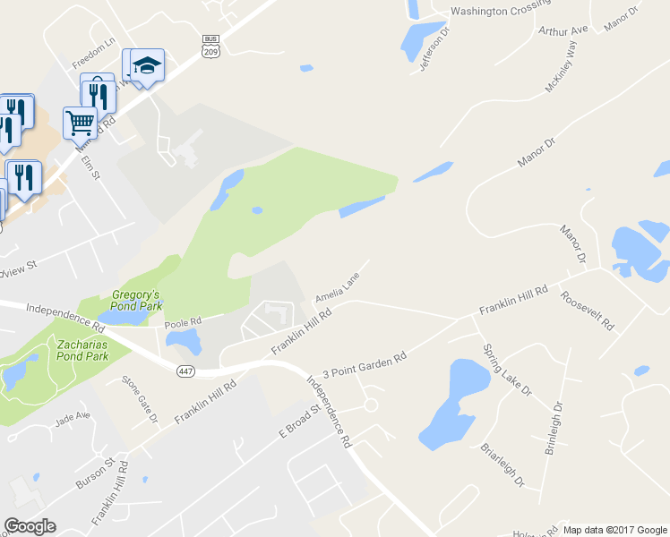 map of restaurants, bars, coffee shops, grocery stores, and more near 101 Franklin Hill Ln in East Stroudsburg