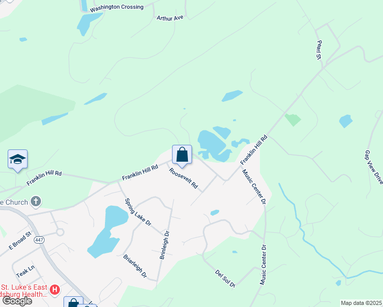 map of restaurants, bars, coffee shops, grocery stores, and more near 5830 Franklin Hill Road in East Stroudsburg