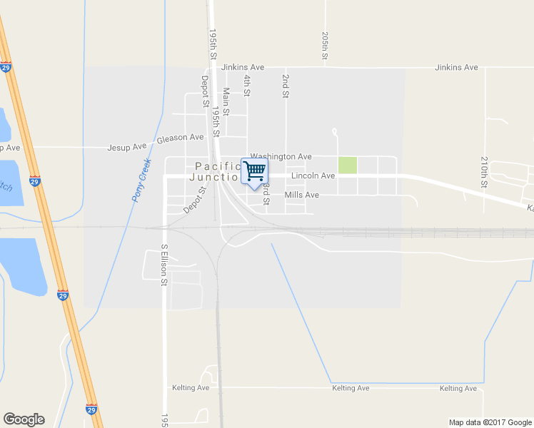 map of restaurants, bars, coffee shops, grocery stores, and more near 600 Iowa Avenue in Pacific Junction
