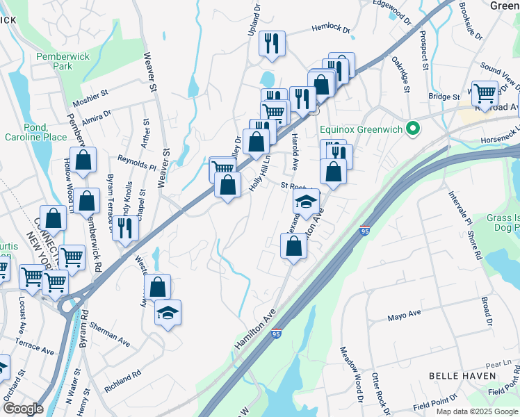 map of restaurants, bars, coffee shops, grocery stores, and more near 12 Lyon Avenue in Greenwich