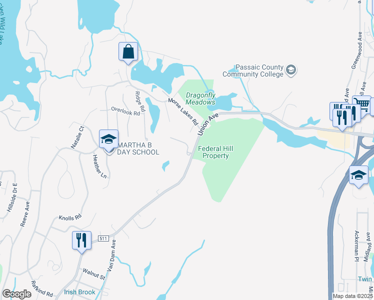map of restaurants, bars, coffee shops, grocery stores, and more near 287 Union Avenue in Bloomingdale