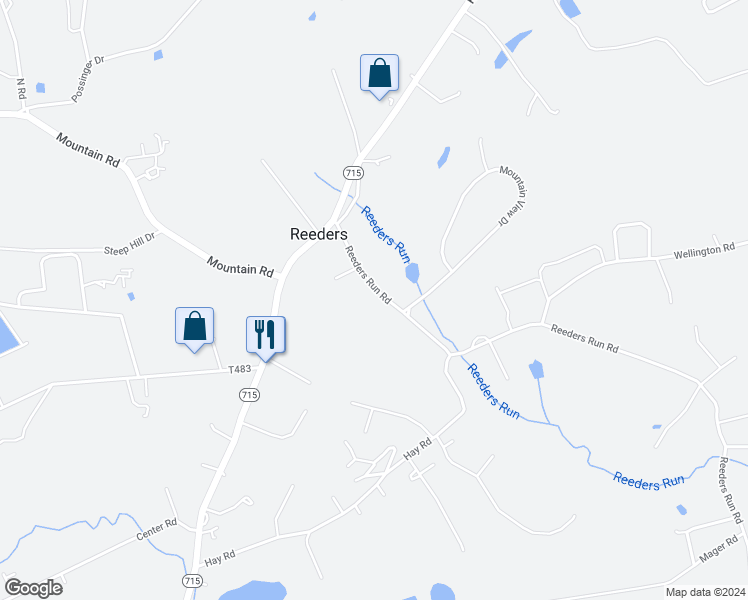 map of restaurants, bars, coffee shops, grocery stores, and more near 441 Reeders Run Road in Stroudsburg