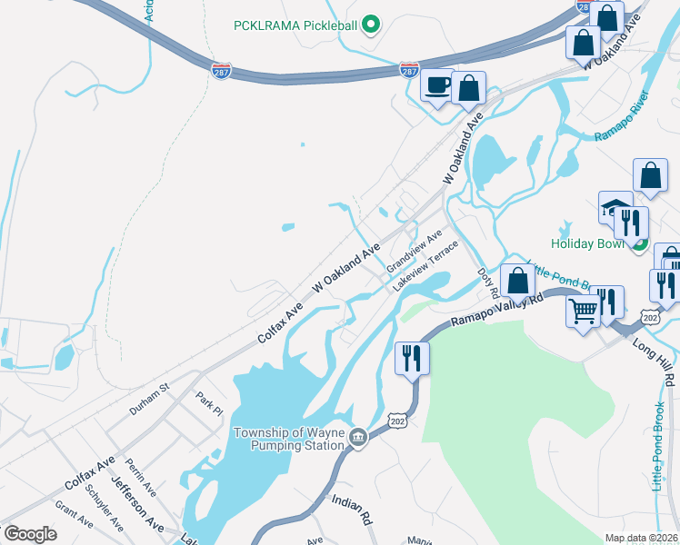 map of restaurants, bars, coffee shops, grocery stores, and more near 400 West Oakland Avenue in Oakland