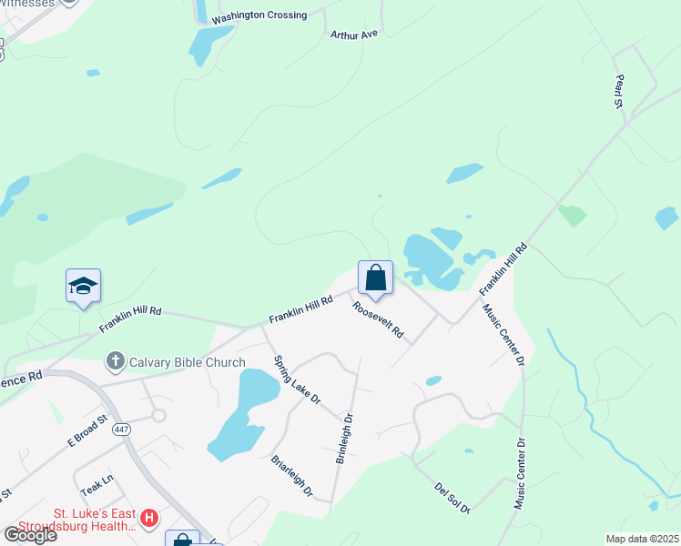 map of restaurants, bars, coffee shops, grocery stores, and more near 6143 Franklin Hill Road in East Stroudsburg