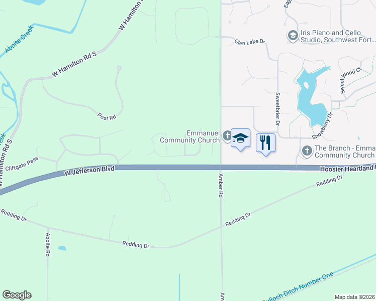 map of restaurants, bars, coffee shops, grocery stores, and more near 7220 Abernathy Dr in Fort Wayne