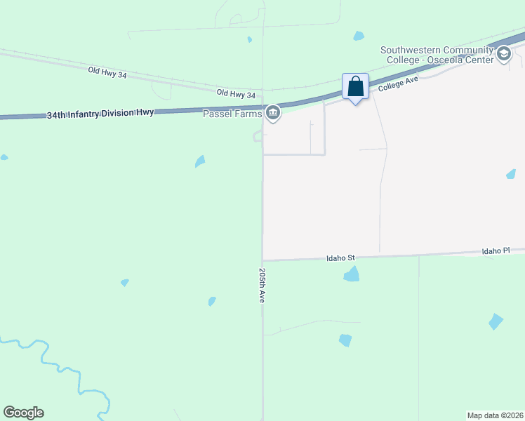 map of restaurants, bars, coffee shops, grocery stores, and more near 205th Avenue in Osceola