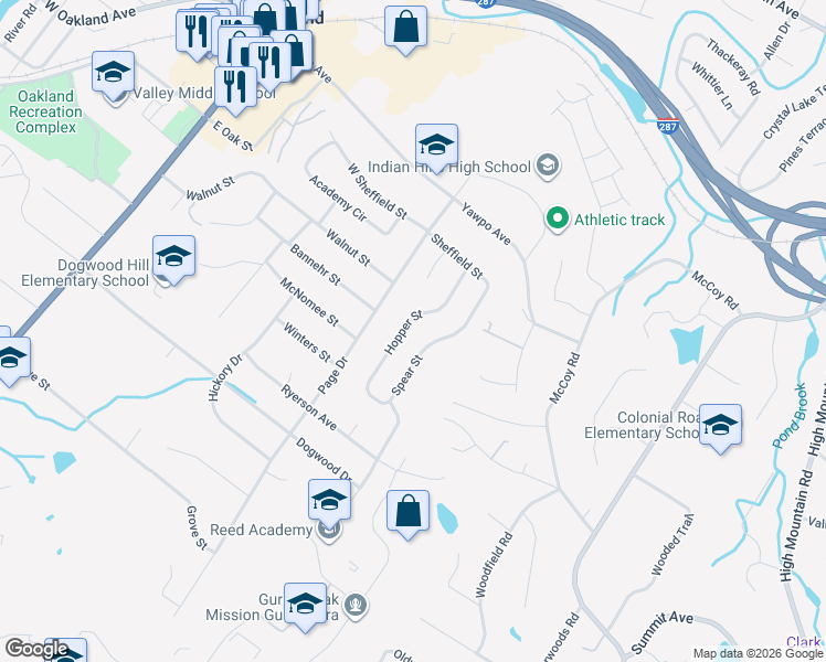 map of restaurants, bars, coffee shops, grocery stores, and more near 27 Hopper Street in Oakland