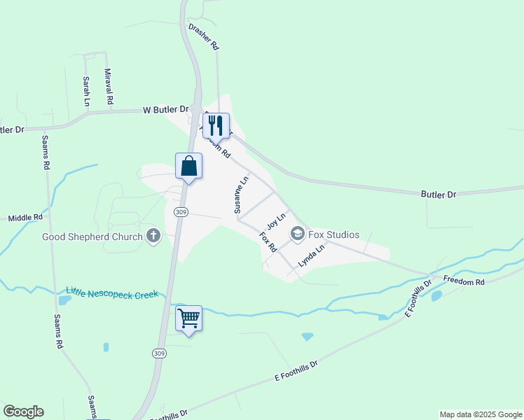 map of restaurants, bars, coffee shops, grocery stores, and more near 14 Pleasant View Lane in Drums