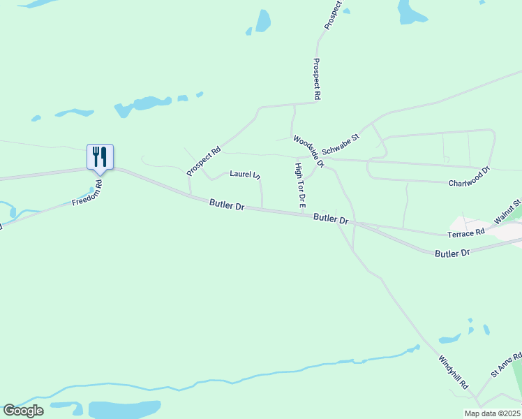 map of restaurants, bars, coffee shops, grocery stores, and more near East Butler Drive in Freeland
