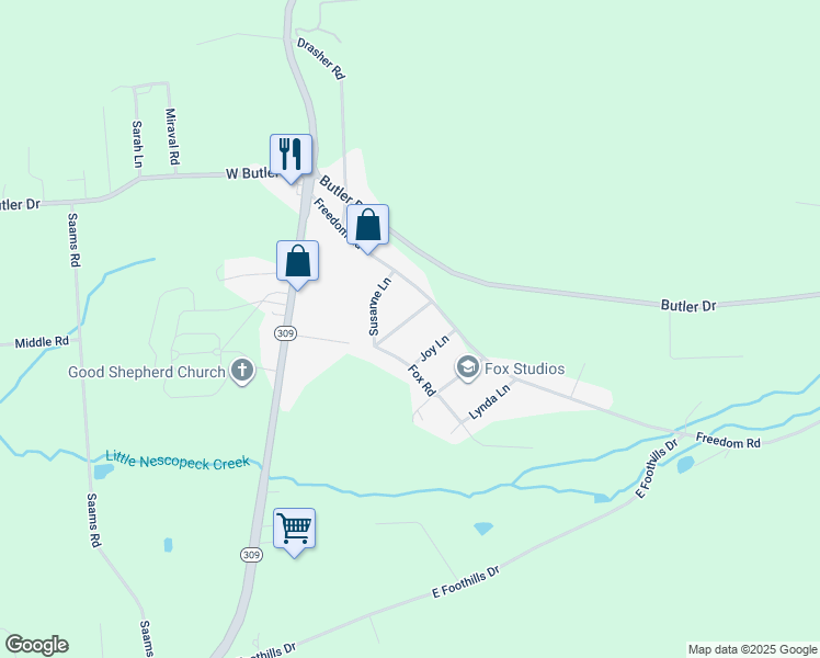 map of restaurants, bars, coffee shops, grocery stores, and more near 14 Pleasant View Lane in Drums