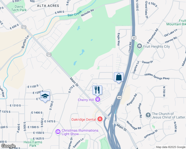 map of restaurants, bars, coffee shops, grocery stores, and more near 1043 Oxford Circle in Fruit Heights