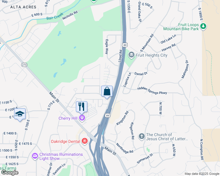 map of restaurants, bars, coffee shops, grocery stores, and more near 1223 Nabella Drive in Fruit Heights